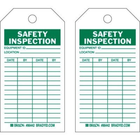 BRADY Brady® 86442 Safety Inspecton Tag, 2 Sided, 10/Pkg, HD Polyester Encapsulated, 3"W x 5-3/4"H 86442